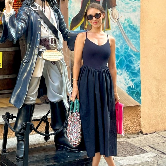 Abercrombie and fitch Mixed Fabric Drop-Waist Midi Dress - Picture 2 of 5